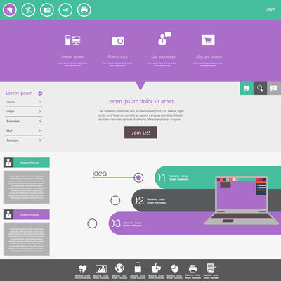 創意網站模板設計-網站和移動網站開發中網頁設計的向量圖概念-易于編輯和定制
